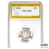 1906 Barber Dime PGA PR64