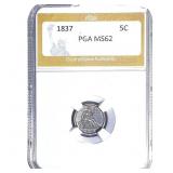 1837 Seated Liberty Half Dime PGA MS62