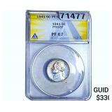 1941 Jefferson Nickel ANACS PF67