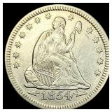 1854 Arrows Seated Liberty Quarter CLOSELY  UNCIR