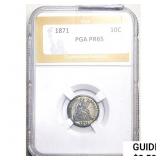 1871 Seated Liberty Dime PGA PR65