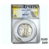 1934-D Walking Liberty Half Dollar ANACS MS62