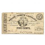 1863 5C State of North Carolina Obsolete Currency