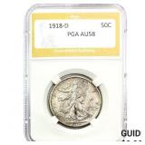 1918-D Walking Liberty Half Dollar PGA AU58