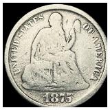 1875-CC Silver Seated Liberty Dime NICELY CIRCULAT
