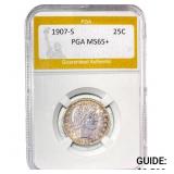 1907-S Barber Quarter PGA MS65+