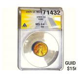 1909 Wheat Cent ANACS MS64 RB