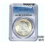 1922 Silver Peace Dollar PCGS MS65