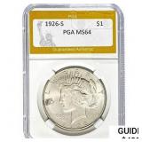 1926-S Silver Peace Dollar PGA MS64