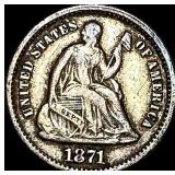 1871 Seated Liberty Half Dime LIGHTLY  CIRCULATED