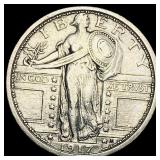 1917 Type 1 Standing Liberty Quarter NEARLY  UNCI