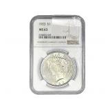 1923 Silver Peace Dollar NGC MS63