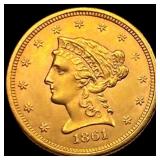 1861 Old Rev $2.50 Gold Quarter Eagle