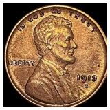 1913-S Lincoln Wheat Cent CHOICE AU