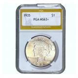 1935 Silver Peace Dollar PGA MS63+
