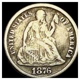 1876-CC Silver Seated Liberty Dime NICELY  CIRCUL