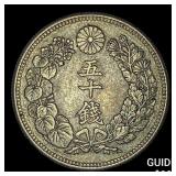 1906-1912 Japan Silver 50 Sen CLOSELY UNCIRCULATED