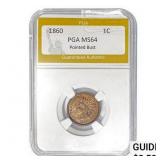 1860 Indian Head Cent Pointed Bust PGA MS64