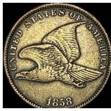 1858 Copper-Nickel Flying Eagle Cent NEARLY  UNCI