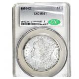 1890-CC Morgan Silver Dollar CAC MS61