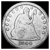 1844-O Silver Seated Liberty Quarter LIGHTLY  CIR