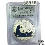2011 1 OZ Silver China Panda PCGS MS70