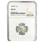 1943-S Wheat Cent NGC MS66