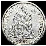 1891 Seated Liberty Dime NEARLY UNCIRCULATED