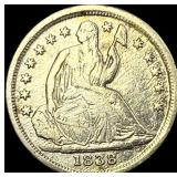 1838 Silver Half Dime NEARLY UNCIRCULATED