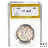 1858 Seated Liberty Half Dollar PGA MS64