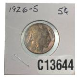 1926-S Buffalo Nickel AU+