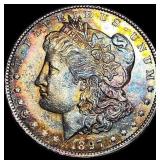 1897 Toned Morgan Silver Dollar CHOICE AU