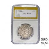 1901-S Barber Half Dollar PGA XF40