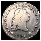 1795 3 Leaves Flowing Hair Dollar