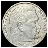 1938 Germany Silver 5 Reichsmark CLOSELY UNCIRCULA
