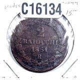 1851-R Papal States 2 Baiocchi VF