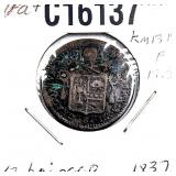 1837-O Papal States 1/2 Baiocco XF