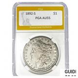 1892-S Morgan Silver Dollar PGA AU55