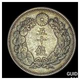 1906-1912 Japan Silver 50 Sen CLOSELY UNCIRCULATED