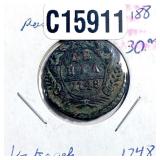 1748 Russian Empire Copper 1/2 Kopek