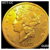 1877-CC $20 Gold Double Eagle CHOICE AU