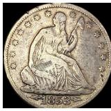 1853 Arrows Seated Liberty Half Dollar LIGHTLY CIR