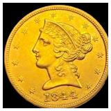 1844 $5 Gold Half Eagle