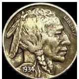 1934-D Buffalo Nickel NEARLY UNCIRCULATED