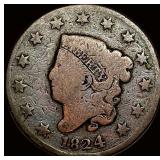 1824 Coronet Head Large Cent NICELY  CIRCULATED
