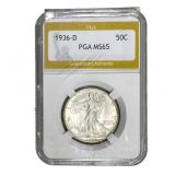 1936-D Walking Liberty Half Dollar PGA MS65
