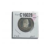 1955 Germany Silver 5 Mark GEM BU