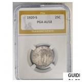 1920-S Standing Liberty Quarter PGA AU58