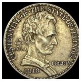 1918 Silver Illinois Half Dollar NEARLY  UNCIRCUL
