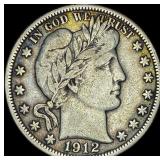 1912-S Silver Barber Half Dollar ABOUT  UNCIRCULA
